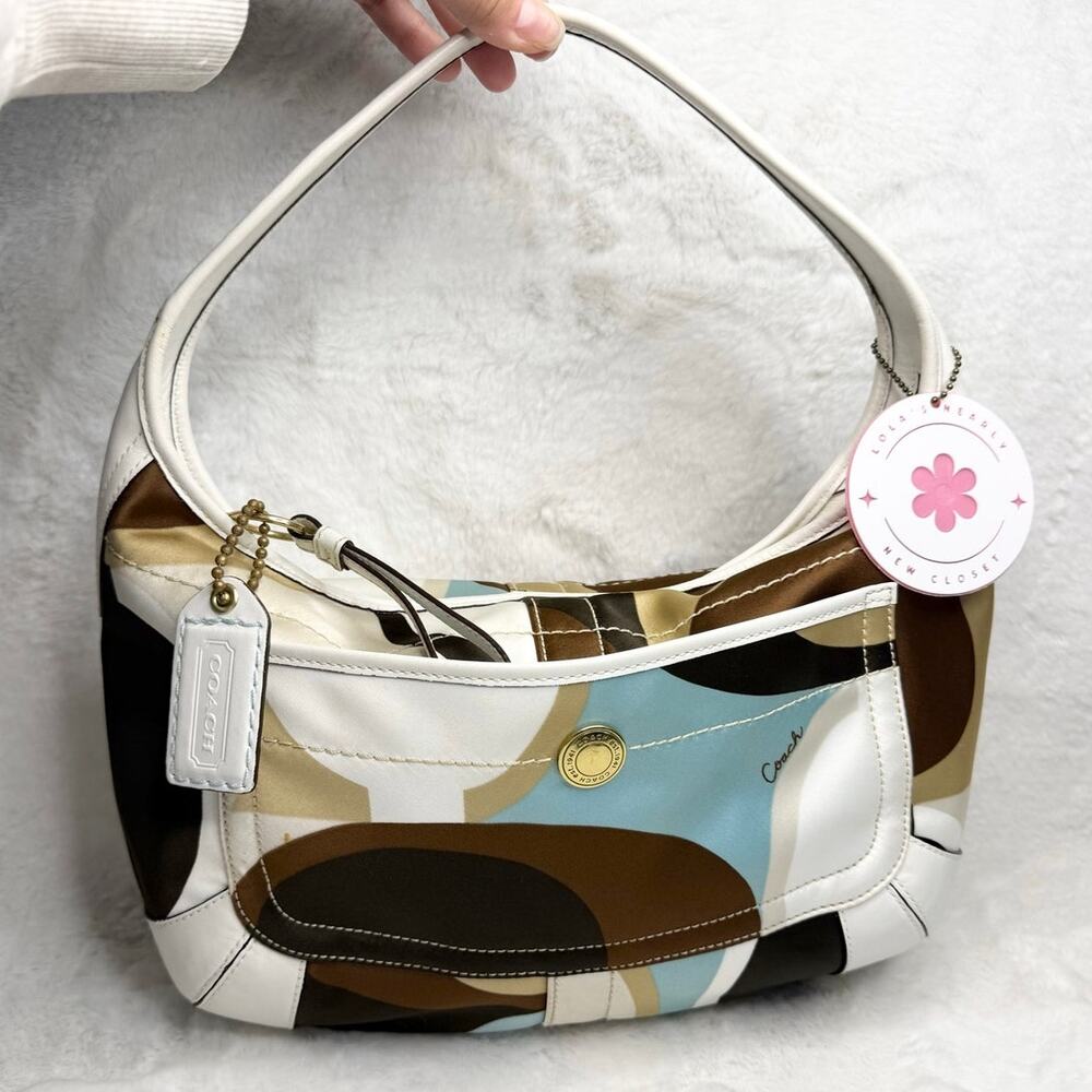 Vintage COACH y2k ERGO 10781 Multi-color Print White Bag Hobo Shoulder Purse